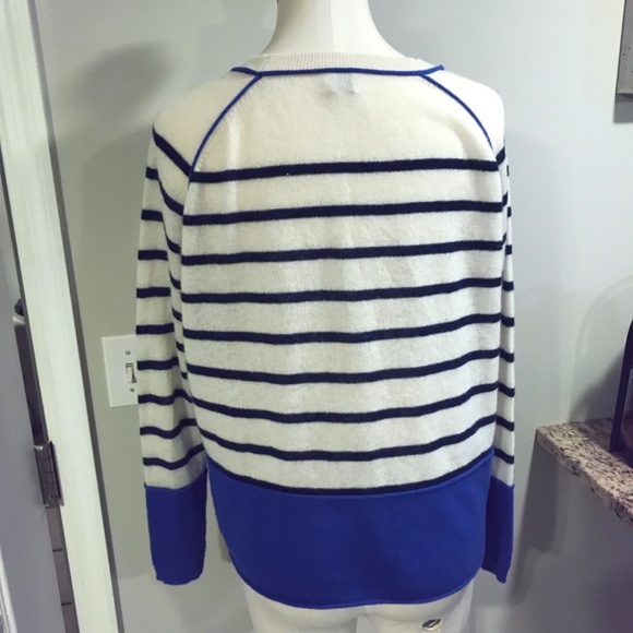 Iris & Ink 100% Cashmere striped oversized pullover sweater - Picture 7 of 15